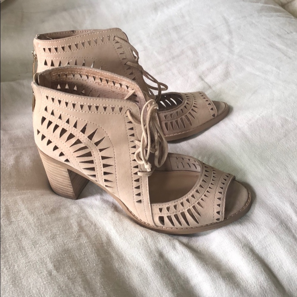 Vince Camuto open toe laser cut bootie sandals
